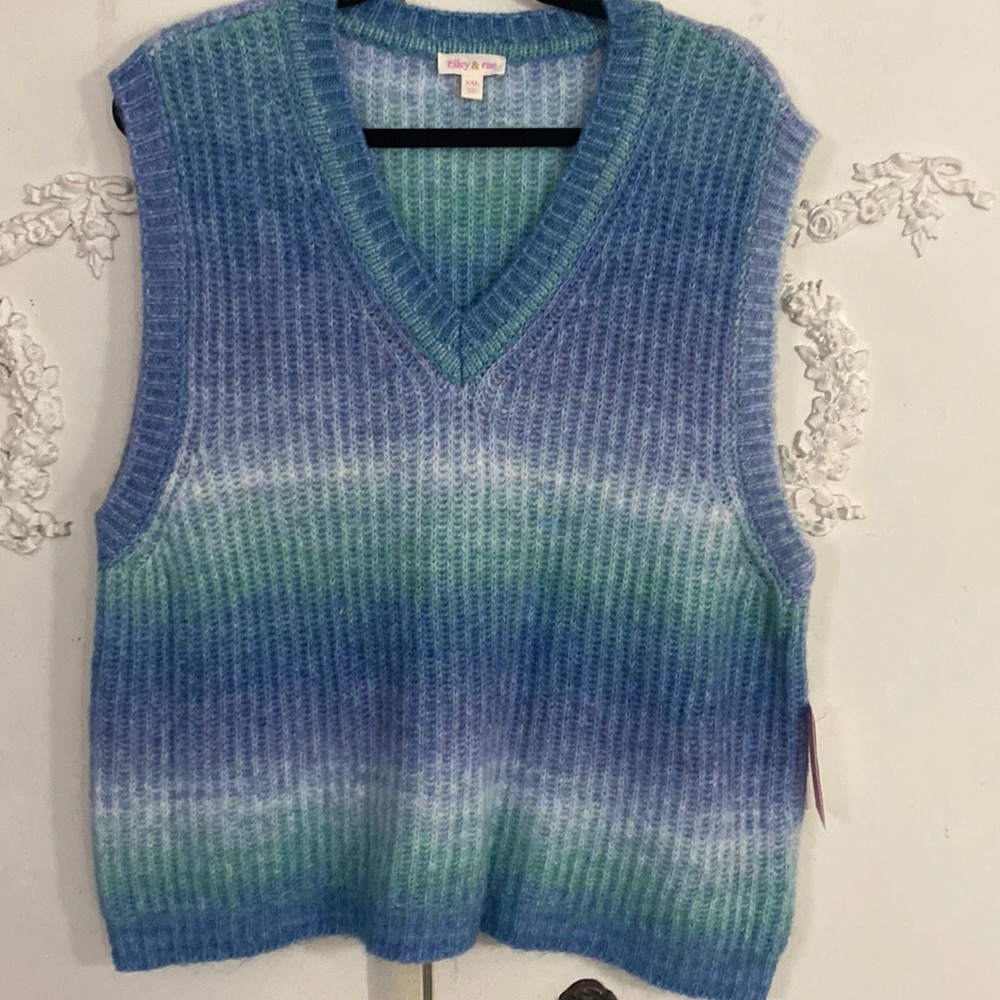 NWT Blue and Green V-neck Sweater Vest | Riley & Rae